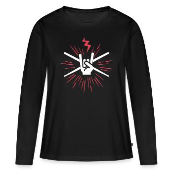 Batterie Batterie Batteur RocknRoll Batteur - T-shirt manches longues Premium bio Femme - noir - Devant - Julia (174cm)