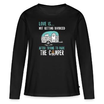 Camper Camping caravanes feux de camp - T-shirt manches longues Premium bio Femme - noir - Devant - Julia (174cm)