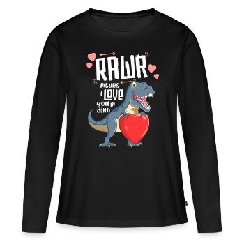 Rawr T Rex TShirt Dinosaure Enfants Saint Valentin - T-shirt manches longues Premium bio Femme - noir - Devant - Julia (174cm)