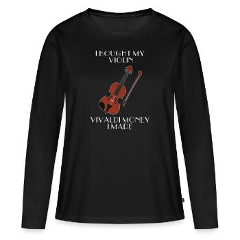 Violon violon - T-shirt manches longues Premium bio Femme - noir - Devant - Julia (174cm)