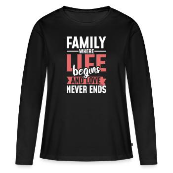 Valeurs familiales - T-shirt manches longues Premium bio Femme - noir - Devant - Julia (174cm)