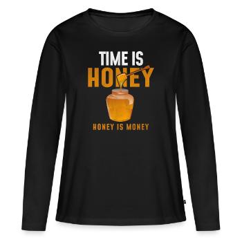 Abeilles Abeilles Abeilles Abeilles Apiculteurs - T-shirt manches longues Premium bio Femme - noir - Devant - Julia (174cm)