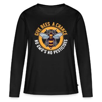 Abeille Abeille Abeille Abeille Cadeau - T-shirt manches longues Premium bio Femme - noir - Devant - Julia (174cm)