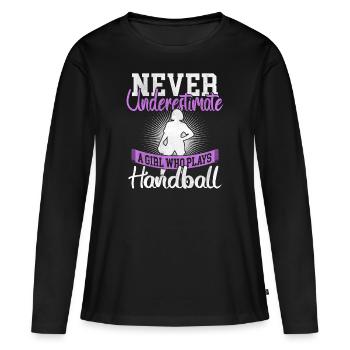 Handballer Handball - T-shirt manches longues Premium bio Femme - noir - Devant - Julia (174cm)