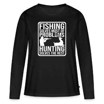 Pêcheur chasse chasseur chasse chasse chasse au cerf - T-shirt manches longues Premium bio Femme - noir - Devant - Julia (174cm)