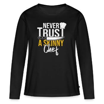chef - Women's Premium Organic Long Sleeve Shirt - black - Front - Julia (174cm)