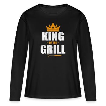 Grillkönig Grillen Grillmeister Grillsaison - Frauen Premium Bio Langarmshirt - Schwarz - Vorne - Julia (174cm)