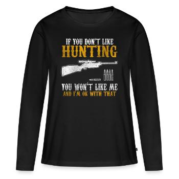 Jagen Jäger - Frauen Premium Bio Langarmshirt - Schwarz - Vorne - Julia (174cm)