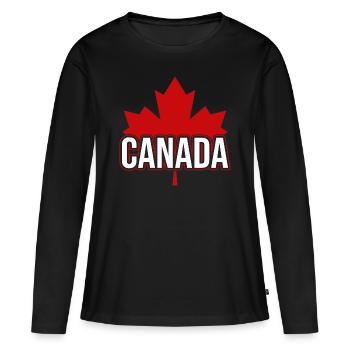 Drapeau du canada - T-shirt manches longues Premium bio Femme - noir - Devant - Julia (174cm)