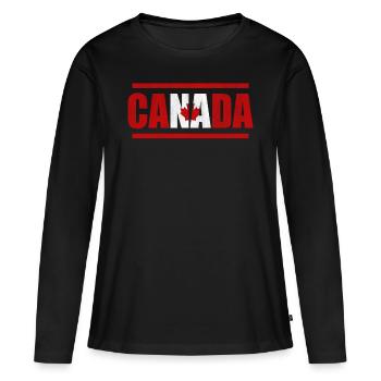 Canada Canada Drapeau du Canada Maple Leaf Nation - T-shirt manches longues Premium bio Femme - noir - Devant - Julia (174cm)