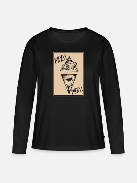 Kuh Kühe - Frauen Premium Bio Langarmshirt - Schwarz