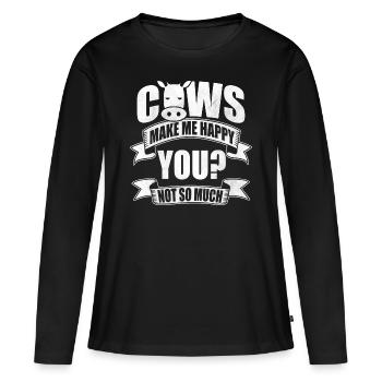 Vaches vaches - T-shirt manches longues Premium bio Femme - noir - Devant - Julia (174cm)