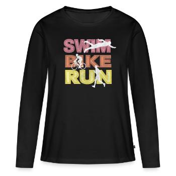 Triathlon - T-shirt manches longues Premium bio Femme - noir - Devant - Julia (174cm)