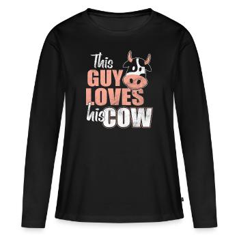 Vaches vaches - T-shirt manches longues Premium bio Femme - noir - Devant - Julia (174cm)