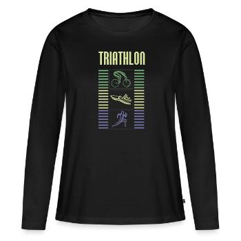 Triathlon - T-shirt manches longues Premium bio Femme - noir - Devant - Julia (174cm)