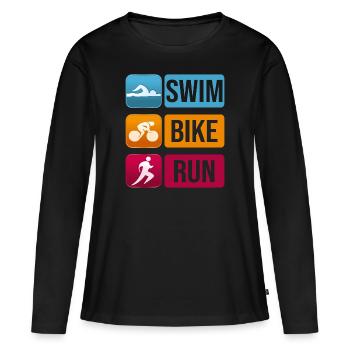 Triathlon - T-shirt manches longues Premium bio Femme - noir - Devant - Julia (174cm)