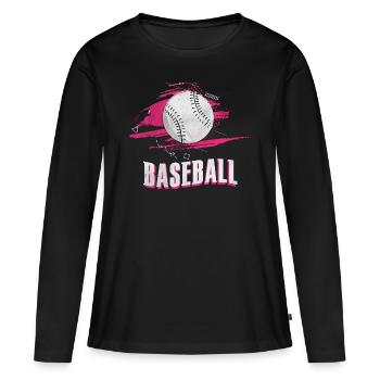 Équipe de baseball joueur de baseball - T-shirt manches longues Premium bio Femme - noir - Devant - Julia (174cm)
