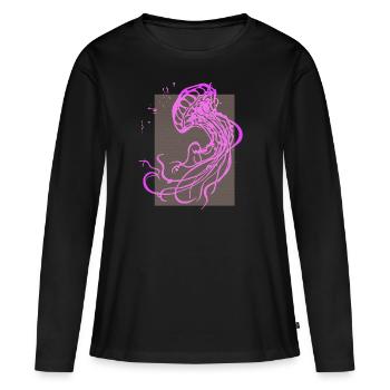 Méduse méduse méduse animaux fruits de mer - T-shirt manches longues Premium bio Femme - noir - Devant - Julia (174cm)
