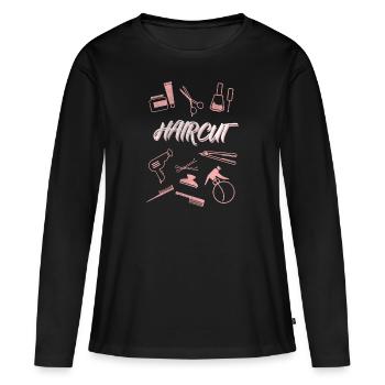 Coiffeur coiffeur coiffeur - T-shirt manches longues Premium bio Femme - noir - Devant - Julia (174cm)