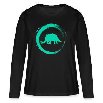Dino - Frauen Premium Bio Langarmshirt - Schwarz - Vorne - Julia (174cm)