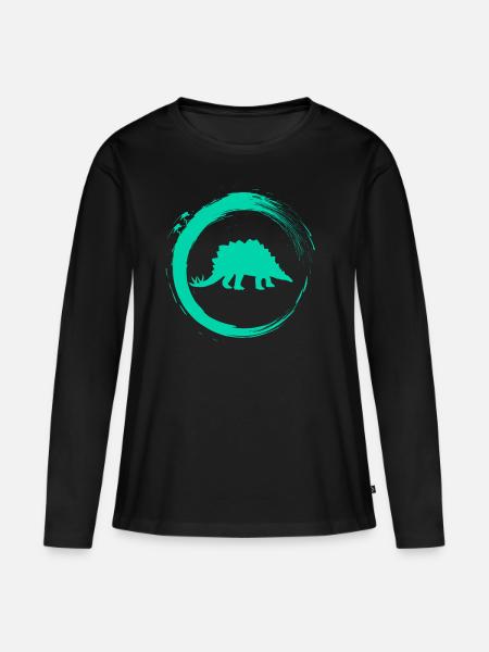 Dino - Frauen Premium Bio Langarmshirt - Schwarz