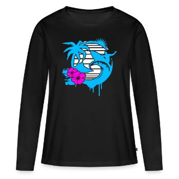 Surfeurs - T-shirt manches longues Premium bio Femme - noir - Devant - Julia (174cm)