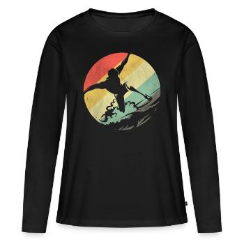 Surfer Surfen - Frauen Premium Bio Langarmshirt - Schwarz - Vorne - Julia (174cm)