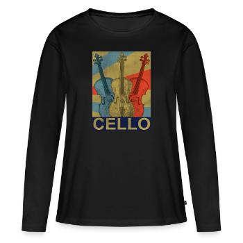Violoncelle - T-shirt manches longues Premium bio Femme - noir - Devant - Julia (174cm)