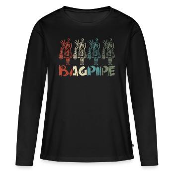 Musicien écossais écossais cornemuse - T-shirt manches longues Premium bio Femme - noir - Devant - Julia (174cm)