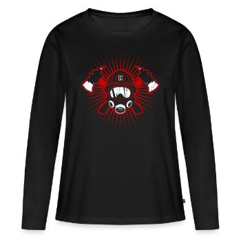 Pompiers pompiers - T-shirt manches longues Premium bio Femme - noir - Devant - Julia (174cm)