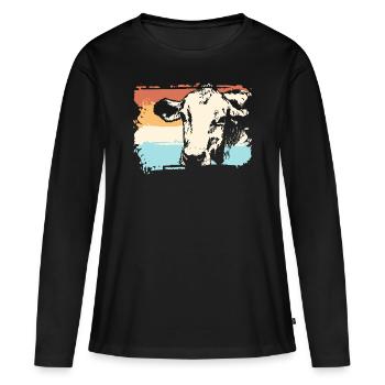 Vaches vaches - T-shirt manches longues Premium bio Femme - noir - Devant - Julia (174cm)