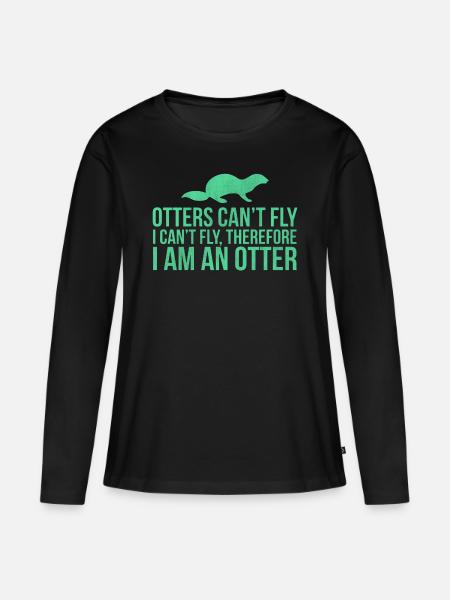 Otter Lustige Tiere - Frauen Premium Bio Langarmshirt - Schwarz