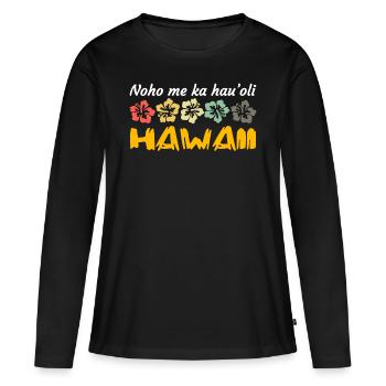 Hawaii - T-shirt manches longues Premium bio Femme - noir - Devant - Julia (174cm)