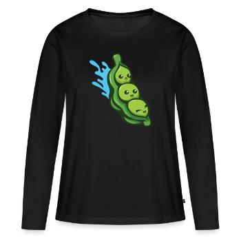 Grüne Bohnen Samen Vegan - Frauen Premium Bio Langarmshirt - Schwarz - Vorne - Julia (174cm)