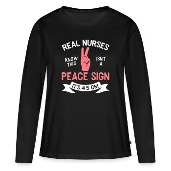 Hebammen wissen was dieses Zeichen bedeutet - Frauen Premium Bio Langarmshirt - Schwarz - Vorne - Julia (174cm)