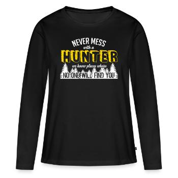 Chasse chasse chasseur de cerf chasseur - T-shirt manches longues Premium bio Femme - noir - Devant - Julia (174cm)