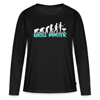 Grillkönig Evolution Grillmeister Grillsaison - Frauen Premium Bio Langarmshirt - Schwarz - Vorne - Julia (174cm)