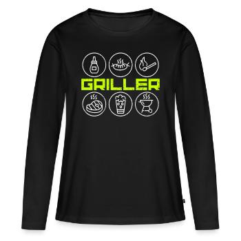 Grillsaison Grill instructor Grillkönig Grillzange - Frauen Premium Bio Langarmshirt - Schwarz - Vorne - Julia (174cm)
