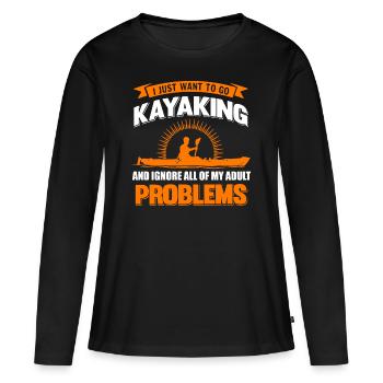 Kayak Kayak - T-shirt manches longues Premium bio Femme - noir - Devant - Julia (174cm)