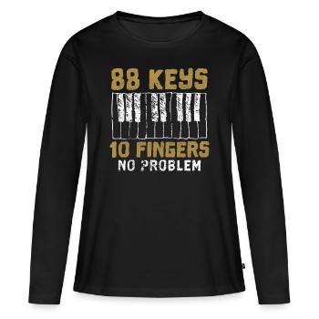 Klavier Piano Pianist Musikschule Musikinstrument - Frauen Premium Bio Langarmshirt - Schwarz - Vorne - Julia (174cm)