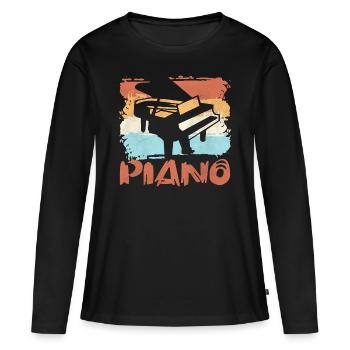Piano Pianist Klavier Musikschule Musiker - Frauen Premium Bio Langarmshirt - Schwarz - Vorne - Julia (174cm)