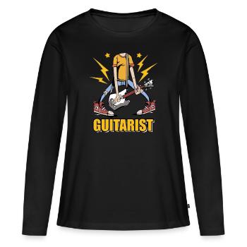 Guitariste guitares musiciens RocknRoll Rock Musique - T-shirt manches longues Premium bio Femme - noir - Devant - Julia (174cm)