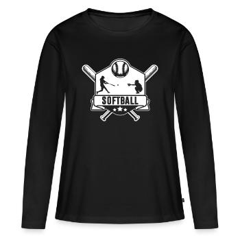 softball - T-shirt manches longues Premium bio Femme - noir - Devant - Julia (174cm)