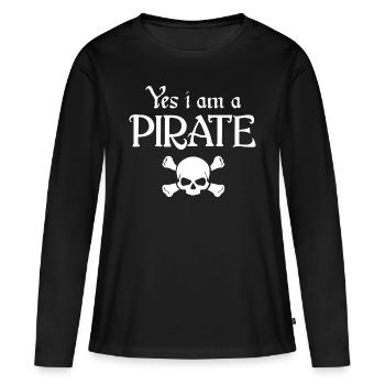 Pirate pirate crâne pirate tête - T-shirt manches longues Premium bio Femme - noir - Devant - Julia (174cm)