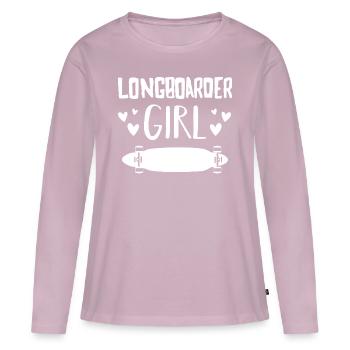 Longboarder Girl Longboard Longboarding Skate - T-shirt manches longues Premium bio Femme - rose poudré - Devant - Julia (174cm)