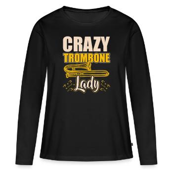 Crazy Trombone Lady Trombone Trombone - T-shirt manches longues Premium bio Femme - noir - Devant - Julia (174cm)