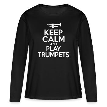 Keep Calm Trumpet - T-shirt manches longues Premium bio Femme - noir - Devant - Julia (174cm)