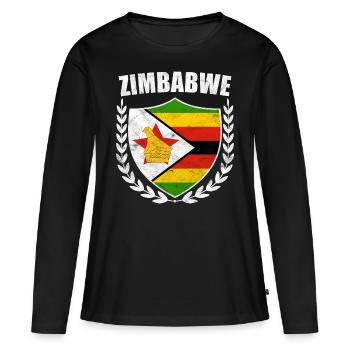 Simbabwe Flagge Zimbabwe Harare Chewa Geschenk - Frauen Premium Bio Langarmshirt - Schwarz - Vorne - Julia (174cm)