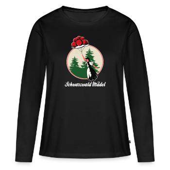 Schwarzwald Mädel,Bollenhut,Tracht Luftballon,FUN - Frauen Premium Bio Langarmshirt - Schwarz - Vorne - Julia (174cm)