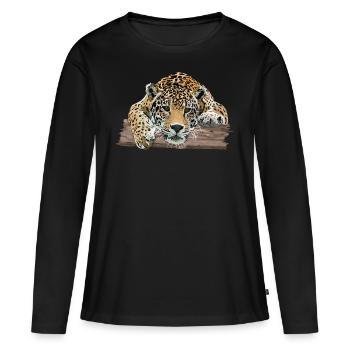 Jaguar - Frauen Premium Bio Langarmshirt - Schwarz - Vorne - Julia (174cm)